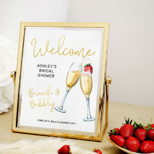 Välkomstskylt för Brunch och BubLY Champagne Glass Poster