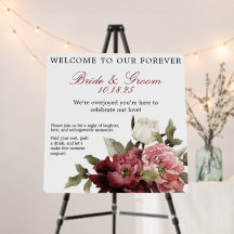 Välkomstskylt för Burgundy Bouquet Foam Bröllop