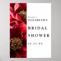 Välkomstskylt för Burgundy Modern Blommigt Möhippa