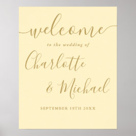 Välkomstskylt för Buttercup Gult och Guld Bröllop Poster