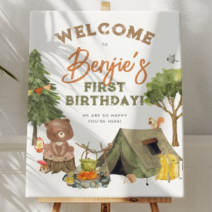 Välkomstskylt för Camper Forest Boy 1-årsfest Poster
