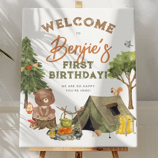Välkomstskylt för Camper Forest Boy 1-årsfest Poster (Skapare uppladdad)