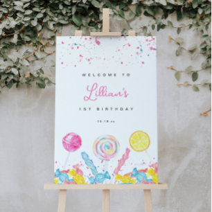 Välkomstskylt för Candy Sweet Shop Birthday Poster