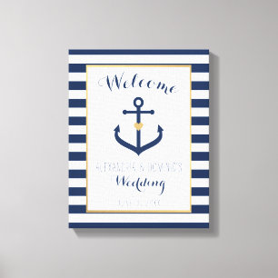 Välkomstskylt för Canvas Nautical Tema Bröllop - f