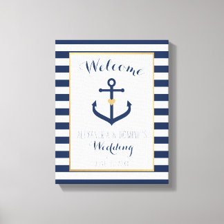 Välkomstskylt för Canvas Nautical Tema Bröllop - f