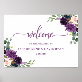 Välkomstskylt för Charm Lavender Blue Blommigt Brö Poster