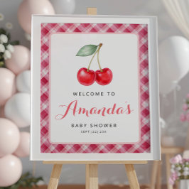 Välkomstskylt för Cherry Baby Shower med Rosa Ging Poster