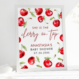 Välkomstskylt för Cherry Berry Sweet Baby Shower Poster