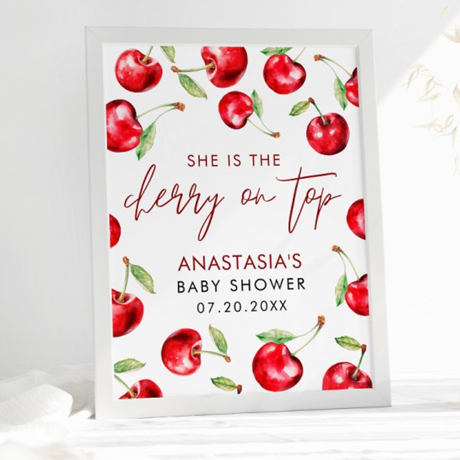Välkomstskylt för Cherry Berry Sweet Baby Shower Poster (Skapare uppladdad)