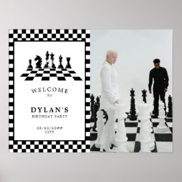 Välkomstskylt för chess Board Game Natt Birthday Poster