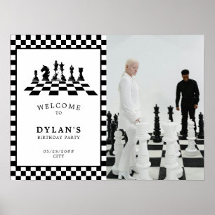 Välkomstskylt för chess Board Game Natt Birthday Poster