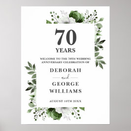 Välkomstskylt för chic blomsterinspirerad 70-års b poster