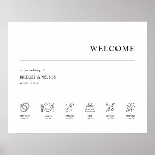 Välkomstskylt för chic Modern Minimalist Bröllop Poster