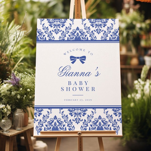 Välkomstskylt för chic Periwinkle Ribbon Baby Show Poster (Skapare uppladdad)