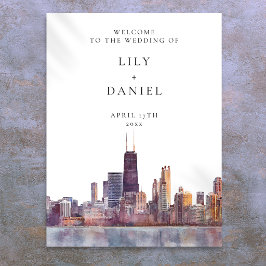 Välkomstskylt för Chicago-himmel Wedding Poster