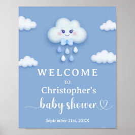 Välkomstskylt för Cloud 9 gullet Blue Boy Shower Poster