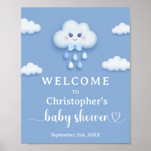 Välkomstskylt för Cloud 9 gullet Blue Boy Shower Poster