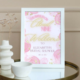 Välkomstskylt för Cloud 9 Rosa Guld Möhippa Poster