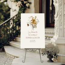 Välkomstskylt för Cream Wildblomma Boho Fall Weddi