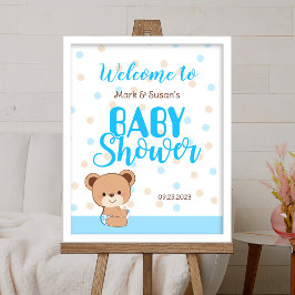Välkomstskylt för Cute Baby Bear Baby Shower - Boy Poster