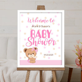 Välkomstskylt för Cute Baby Bear Baby Shower - fli Poster