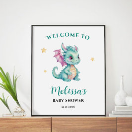 Välkomstskylt för Cute Baby Dragon Poster