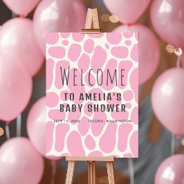 Välkomstskylt för Cute Dinosaur Spots Girl Baby Poster