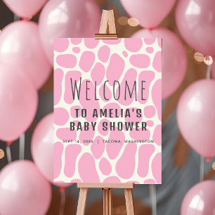 Välkomstskylt för Cute Dinosaur Spots Girl Baby Poster