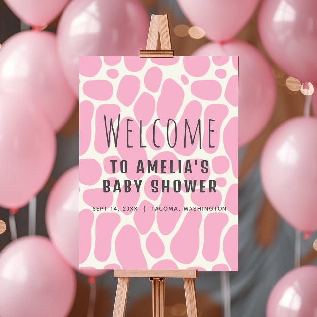 Välkomstskylt för Cute Dinosaur Spots Girl Baby Poster (Skapare uppladdad)