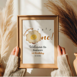 Välkomstskylt för Cute Fried Egg 1:a födelsedag Poster