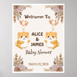 Välkomstskylt för Cute Hamster Baby Shower Poster