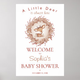 Välkomstskylt för Cute Hjort Baby Shower Poster