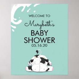 Välkomstskylt för Cute Little Cow Baby Shower Poster