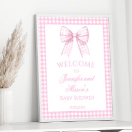 Välkomstskylt för Cute Rosa Bow Flicka Shower Poster