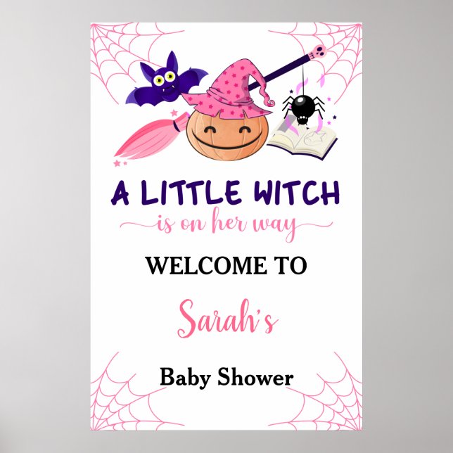 Välkomstskylt för Cute Rosa Little Pumpkin Baby Sh Poster (Framsidan)