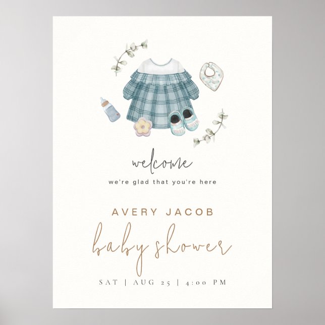Välkomstskylt för Cute Simple Boho Clothes Baby Sh Poster (Framsidan)