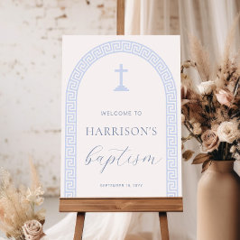 Välkomstskylt för den grekiska Nyckel-arch-blåblåv Poster