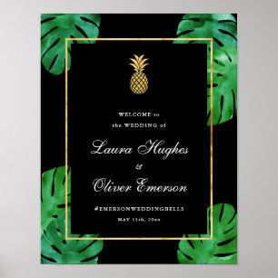 Välkomstskylt för den moderna tropiska ananas Bröl Poster