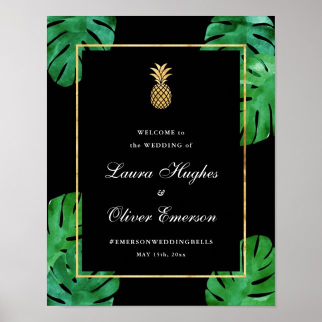 Välkomstskylt för den moderna tropiska ananas Bröl Poster (Framsidan)