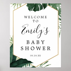 Välkomstskylt för den tropiska monstera babyvisare poster