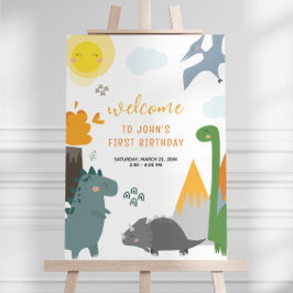 Välkomstskylt för Dinosaur Birthday Poster