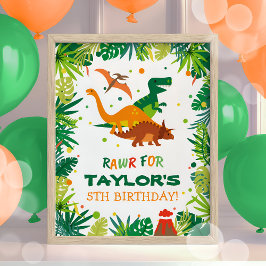 Välkomstskylt för Dinosaur Födelsedagsfest Poster
