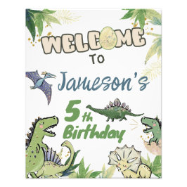 Välkomstskylt för Dinosaur Thmet Party Fototryck