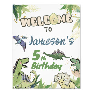 Välkomstskylt för Dinosaur Thmet Party Fototryck