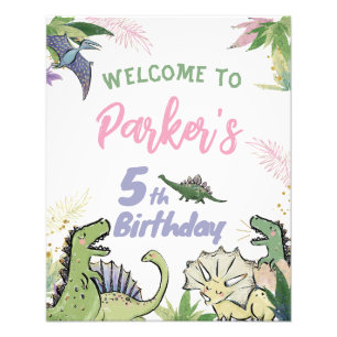 Välkomstskylt för Dinosaur Thmet Party Fototryck