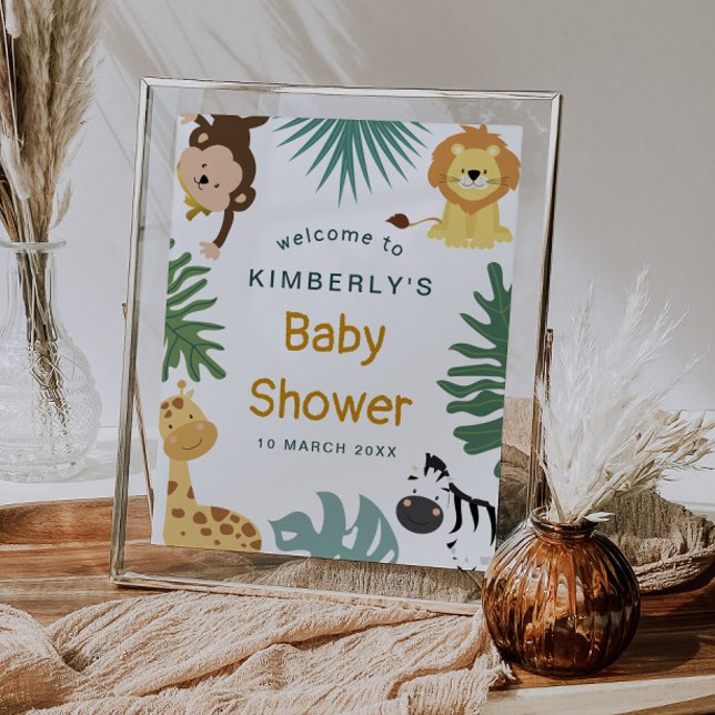välkomstskylt för djungelns safari-babydusch poster (Skapare uppladdad)
