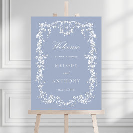 Välkomstskylt för Dusty Blue Classic Blommigt Bröl Poster