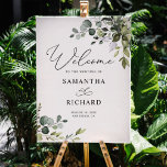 Välkomstskylt för Dusty Blue Greenery Löv Bröllop Poster<br><div class="desc">anpassadets välkomstteckenmall är designad att samordna med vår Boho Grey bröllop-samling och har vattenfärgen eukalyptus & leafy foliage och har parats med en kalligrafi av eleganten och ett klassserif-teckensnitt i svart. Om du vill göra avancerade ändringar väljer du alternativet "Klicka för att anpassa ytterligare" under Anpassa den här mallen.</div>
