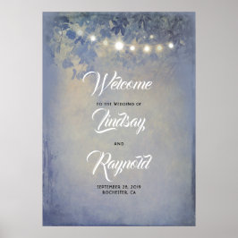 Välkomstskylt för Dusty Blue Rustic Garden Wedding Poster