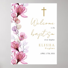 Välkomstskylt för Dusty Ro Transparent Blommigt Ba Poster